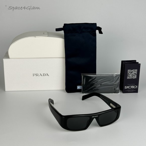 NEW Prada PR20WS 1AB5S0 Black Gray Rectangle Unisex Sunglasses - Picture 5 of 11